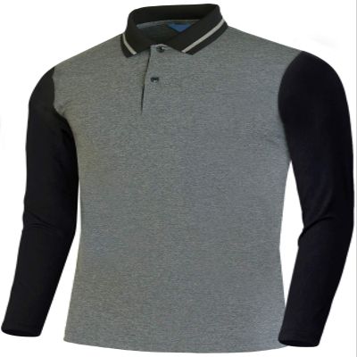 BCPOLO Mens Athletic Spandex Golf Raglan Long Sleeve Polo Shirt Gray-XL