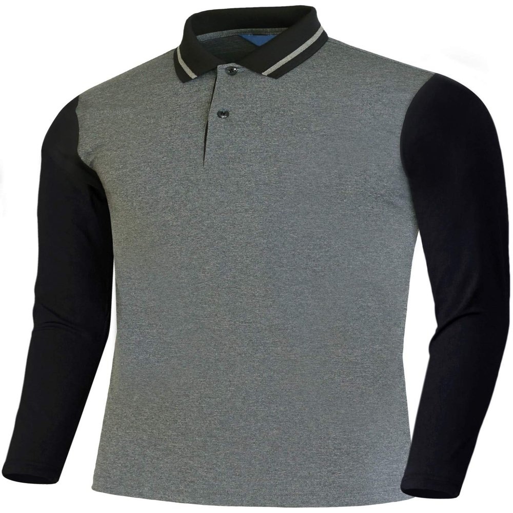BCPOLO Mens Athletic Spandex Golf Raglan Long Sleeve Polo Shirt Gray-XL
