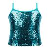 TiaoBug Girls Sparkle Sequins Dance Crop Top Sleeveless Round Neck Camisole Tank Tops Cheer Jazz Performance Shirt Vest Lake_Blue 8 view 1