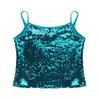 TiaoBug Girls Sparkle Sequins Dance Crop Top Sleeveless Round Neck Camisole Tank Tops Cheer Jazz Performance Shirt Vest Lake_Blue 8 view 3