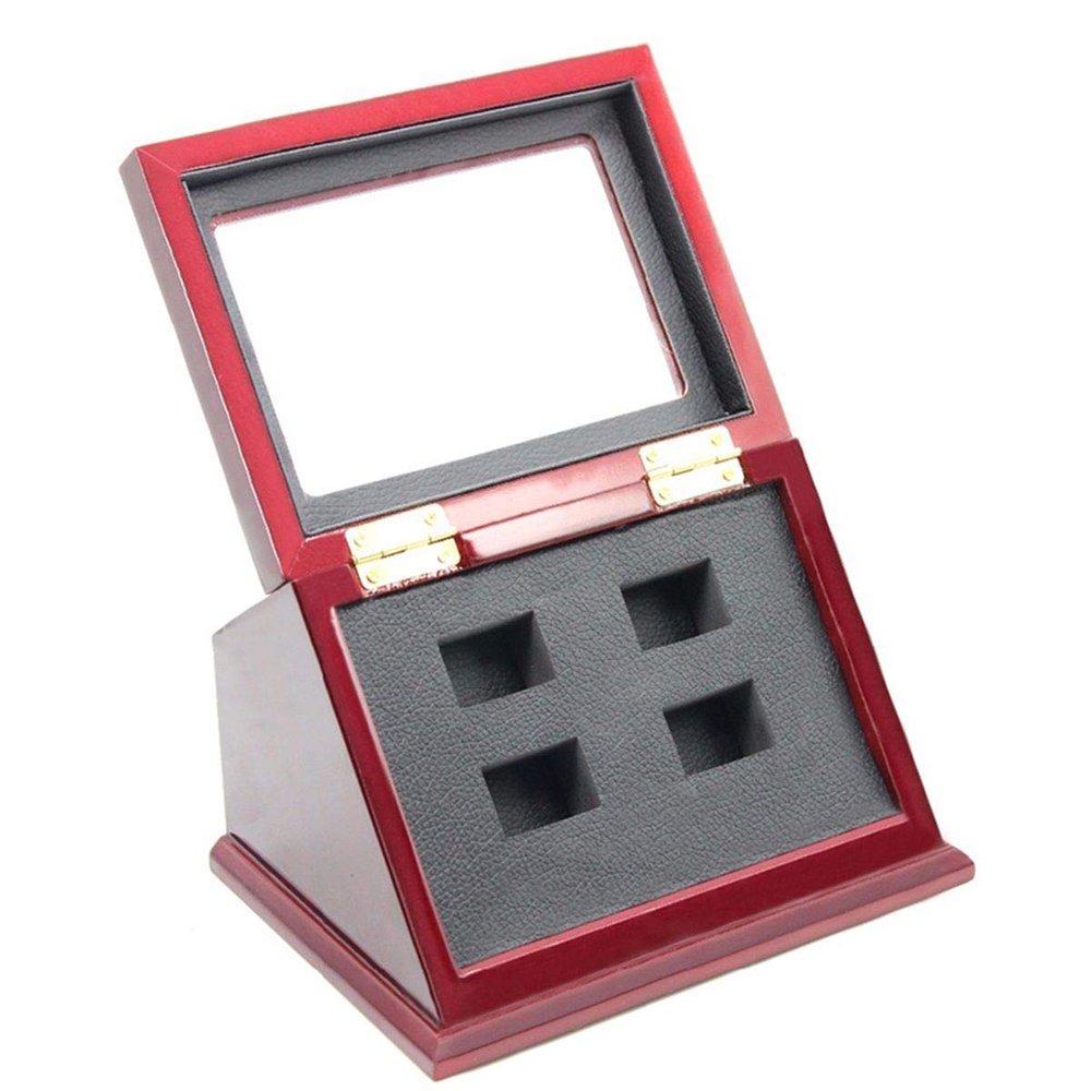 Sports Championship Rings Wooden Display case Shadow Box Without Rings (4 Slots)