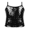 TiaoBug Girls Sparkle Sequins Dance Crop Top Sleeveless Round Neck Camisole Tank Tops Cheer Jazz Performance Shirt Vest Black 8 view 1