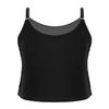 TiaoBug Girls Sparkle Sequins Dance Crop Top Sleeveless Round Neck Camisole Tank Tops Cheer Jazz Performance Shirt Vest Black 8 view 2