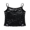 TiaoBug Girls Sparkle Sequins Dance Crop Top Sleeveless Round Neck Camisole Tank Tops Cheer Jazz Performance Shirt Vest Black 8 view 3