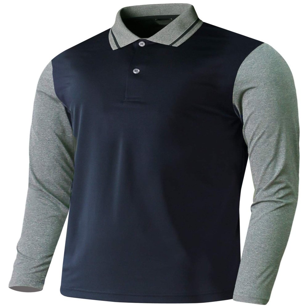 BCPOLO Mens Athletic Spandex Golf Raglan Long Sleeve Polo Shirt Navy-S