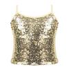 TiaoBug Girls Sparkle Sequins Dance Crop Top Sleeveless Round Neck Camisole Tank Tops Cheer Jazz Performance Shirt Vest Gold 8 view 1