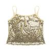 TiaoBug Girls Sparkle Sequins Dance Crop Top Sleeveless Round Neck Camisole Tank Tops Cheer Jazz Performance Shirt Vest Gold 8 view 3