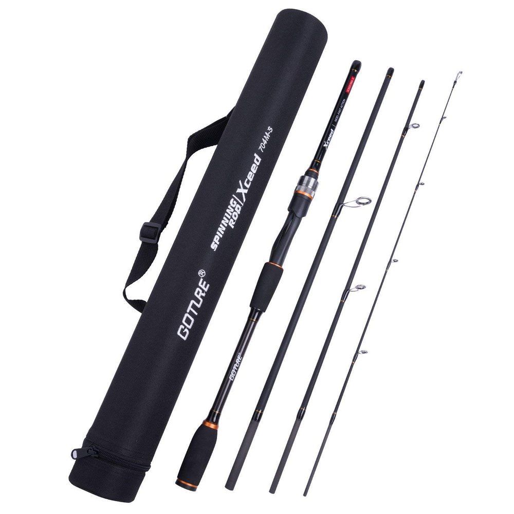 Travel Spinning Rod 4 Sections Spinning Fishing Rods Lightweight Carbon Fiber Poles M Power MEADEA Fast Action 6.6ft 6