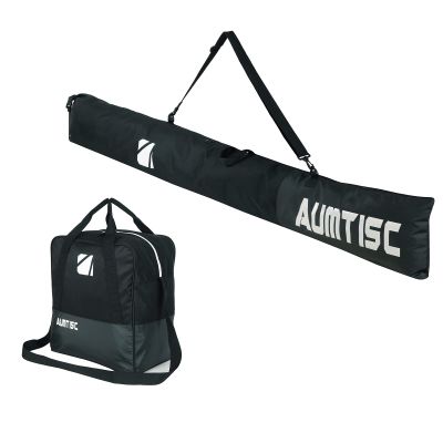 AUMTISC Ski Bag and Boot Bag Combo, Padded Ski Bags for Air Travel, 2 Piece Snow Ski Bag for Skis Up to 200cm and Boots Up to Size 13, Waterproof Ski Travel Bags Flying (Padded, Black)