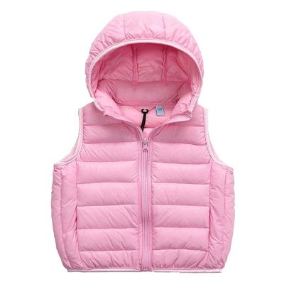 SK Studio Boys Girls' Light Weight Down Vest, Kids Lightweight Sleeveless Jacket, Boys Girls Puffer Down Vest Style 1 Pink 140cm