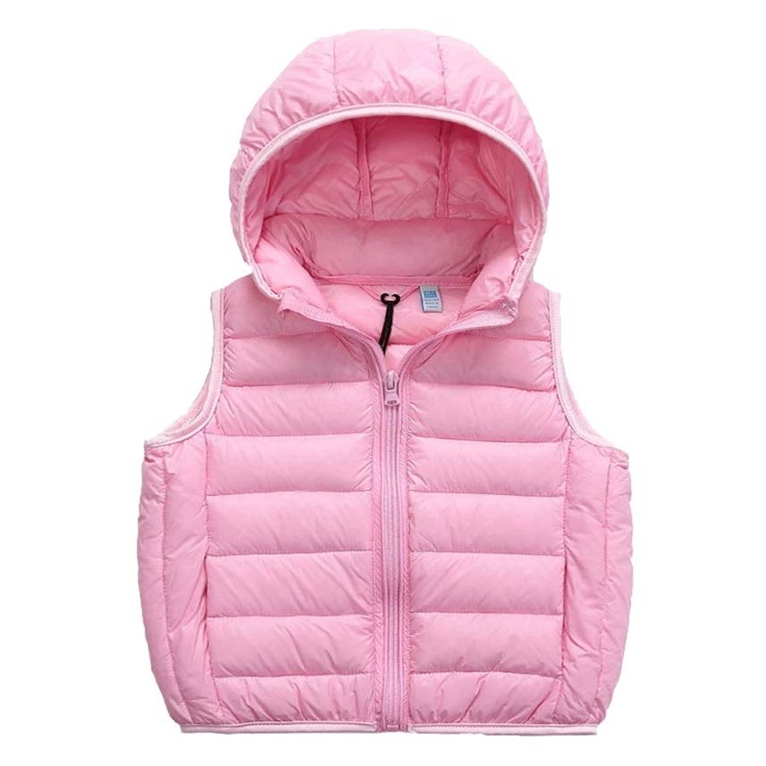 SK Studio Boys Girls' Light Weight Down Vest, Kids Lightweight Sleeveless Jacket, Boys Girls Puffer Down Vest Style 1 Pink 140cm