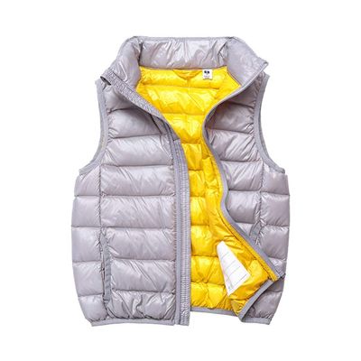 SK Studio Boys Girls' Light Weight Down Vest, Kids Lightweight Sleeveless Jacket, Boys Girls Puffer Down Vest Style 3 Gray 120cm
