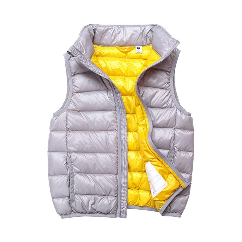 SK Studio Boys Girls' Light Weight Down Vest, Kids Lightweight Sleeveless Jacket, Boys Girls Puffer Down Vest Style 3 Gray 120cm