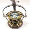 Nautical Gimbled Antique Brown Brass Navigation Compass with Wooden Base view 3