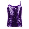Moily Girls Sequins Adjustable Spaghetti Straps Tank Top Cami Shirts Dancewear for Jazz Hip Hop Purple 10 view 1