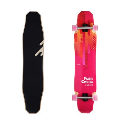 WHOME Pro Design 44 Inch Longboard Skateboard Complete - Dancing Free Style Slide Cruiser - Fresh Cream Longboards for Adult Kid & Beginner