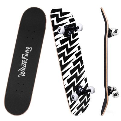 WhiteFang Skateboards for Beginners, Complete Skateboard 31 x 7.88, 7 Layer Canadian Maple Double Kick Concave Standard and Tricks Skateboards for Kids and Beginners (Lighting)