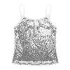 Moily Girls Sequins Adjustable Spaghetti Straps Tank Top Cami Shirts Dancewear for Jazz Hip Hop White 6 view 3