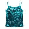 Moily Girls Sequins Adjustable Spaghetti Straps Tank Top Cami Shirts Dancewear for Jazz Hip Hop Lake_Blue 6 view 3