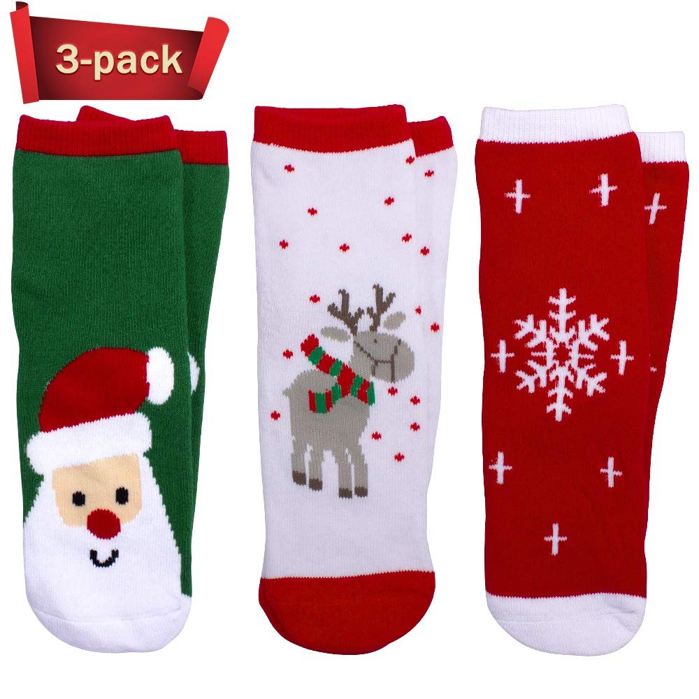WTTORDE 3 PCS Cute Kid Sock Warm Winter Crew Socks Unisex Cotton Socks Xmas GiftS