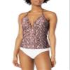 RACHEL Rachel Roy Women's Standard Strap with Circle Ring Halter Tankini Top, Pink, X-Small view 1