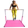 Kids Expandable Kip Bar with Tumble Mat Professional Horizontal Gymnastics Asymmetric Bar 4x6 FT Mat Jungle Gym Height Adjustable 3 to 5 FT Pink