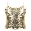 renvena Kids Girls Spaghetti Shoulder Straps Shiny Sequins Tank Tops Ballet Dance Performance Crop Tops Gold 8 Years view 1