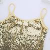 renvena Kids Girls Spaghetti Shoulder Straps Shiny Sequins Tank Tops Ballet Dance Performance Crop Tops Gold 8 Years view 3