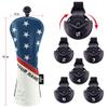 Craftsman Golf Personalised White Blue Red Stripes Stars Golf Headcover with Name for Driver Fairway Hybrid Club 4pcs/Set view 4