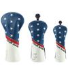 Craftsman Golf Personalised White Blue Red Stripes Stars Golf Headcover with Name for Driver Fairway Hybrid Club 3pcs/Set (3pcs(1.F.H)) view 1