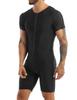renvena Men's One Piece Short Sleeve Zipper Front Wrestling Singlet Dance Leotard Bodysuit Biketard Black X-Large view 2