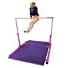 Kids Expandable Kip Bar with Tumble Mat Professional Pink Horizontal Gymnastics Asymmetric Bar 4x8 FT Mat Jungle Gym Height Adjustable 3 to 5 FT Purple Mat view 2