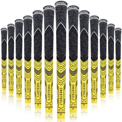 Multi -Compound Golf Grips,Mid Size All-Weather Control Thread Technology Rubber Combine with Carbon Yard, Anti-Slip-Set of 13(Yellow,Midsize)
