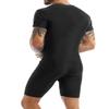 renvena Men's One Piece Short Sleeve Zipper Front Wrestling Singlet Dance Leotard Bodysuit Biketard Black XX-Large view 4