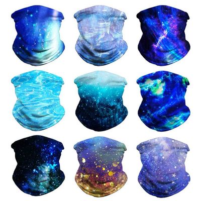 VCZUIUC Headwear Bandana Head Wrap Face Scarf Mask Neck Warmer Balaclava for Sports (One Size, 9PCS Blue)