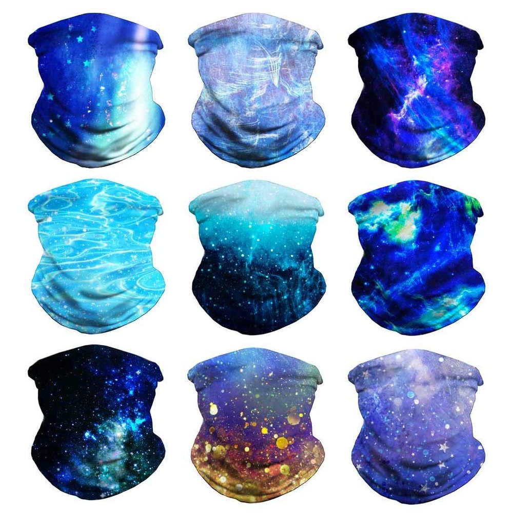 VCZUIUC Headwear Bandana Head Wrap Face Scarf Mask Neck Warmer Balaclava for Sports (One Size, 9PCS Blue)