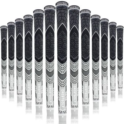 Multi -Compound Golf Grips, Standard Size All-Weather Control Thread Technology Rubber Combine with Carbon Yard, Anti-Slip-Set of 13(Gray,Standard Size)