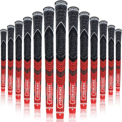 Multi -Compound Golf Grips, Standard Size All-Weather Control Thread Technology Rubber Combine with Carbon Yard, Anti-Slip-Set of 13(Red,Standard Size)