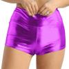 vastwit Womens Shiny Metallic High Waisted Booty Shorts Hot Pants Festival Rave Dance Bottoms Clubwear Purple Large view 1