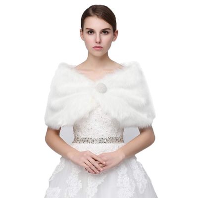 bluederst Bridal Plush Shawl for Women's Wedding Shawl Faux Fur Scarf Wraps for Evening Party Show
