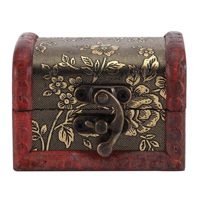 Hztyyier Vintage Wood Treasure Chest Decorative Jewelry Keepsake Box, Trinket Storage for Girls Ladies Women, Home Decoration