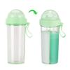 600ml Outdoor Portable Dual Use Two Straws Water Bottle Couple Cup Drinking Bottle Leakproof and Sports Bottle for Hiking Camping(Green) view 2