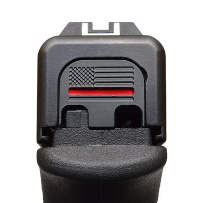 Milspin Slide Back Plate Compatible with Glock Gen 1-5 | American Flag | Veteran Made in USA I CNC Milled (Thin RED Line, Models G17-G41, G45)