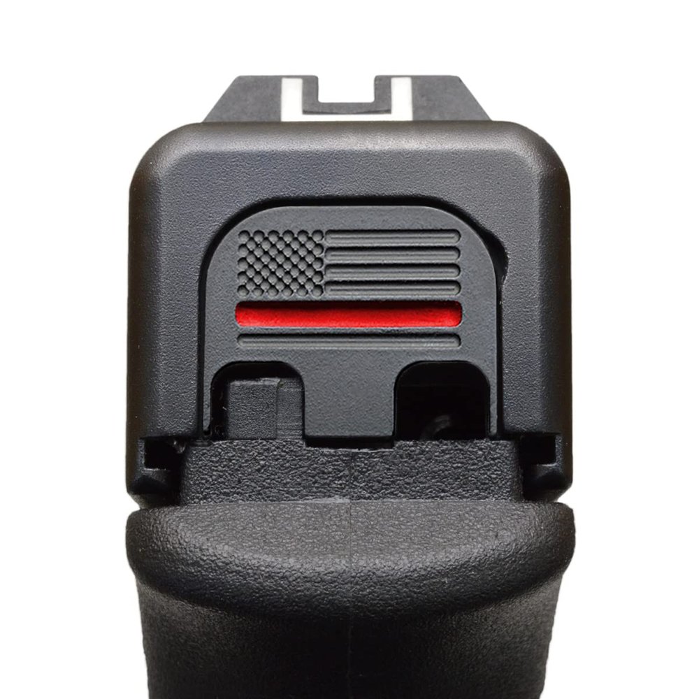 Milspin Slide Back Plate Compatible with Glock Gen 1-5 | American Flag | Veteran Made in USA I CNC Milled (Thin RED Line, Models G17-G41, G45)
