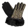 BARRINGTON Womens Brown Leopard Print & Faux Fur Stretch Fit Text & Tech Touchscreen Gloves