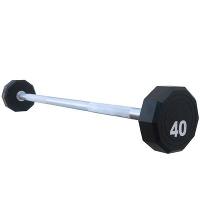 Fitness First 10-Sided Fixed Urethane Encased Straight Barbell, 20 LBS