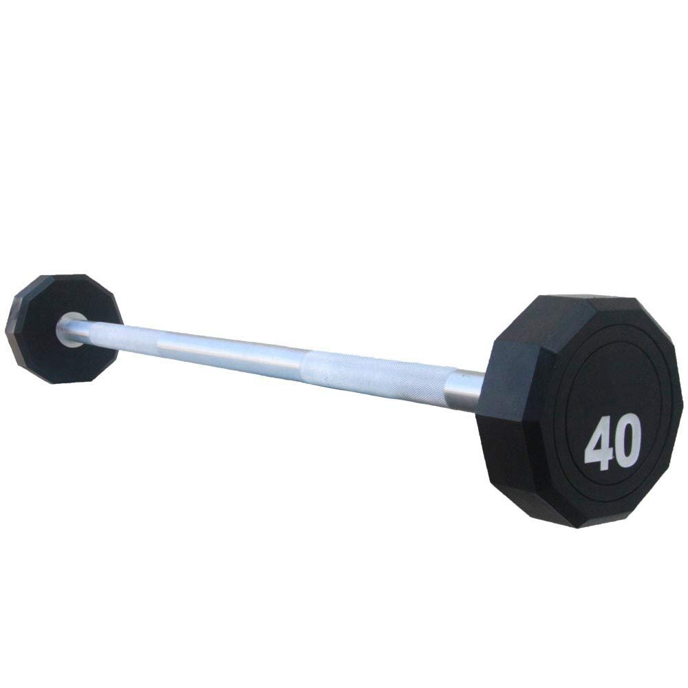 Fitness First 10-Sided Fixed Urethane Encased Straight Barbell, 40 LBS