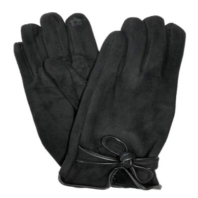 BARRINGTON Womens Soft Black Bow Stretch Fit Texting & Tech Touchscreen Driving Gloves