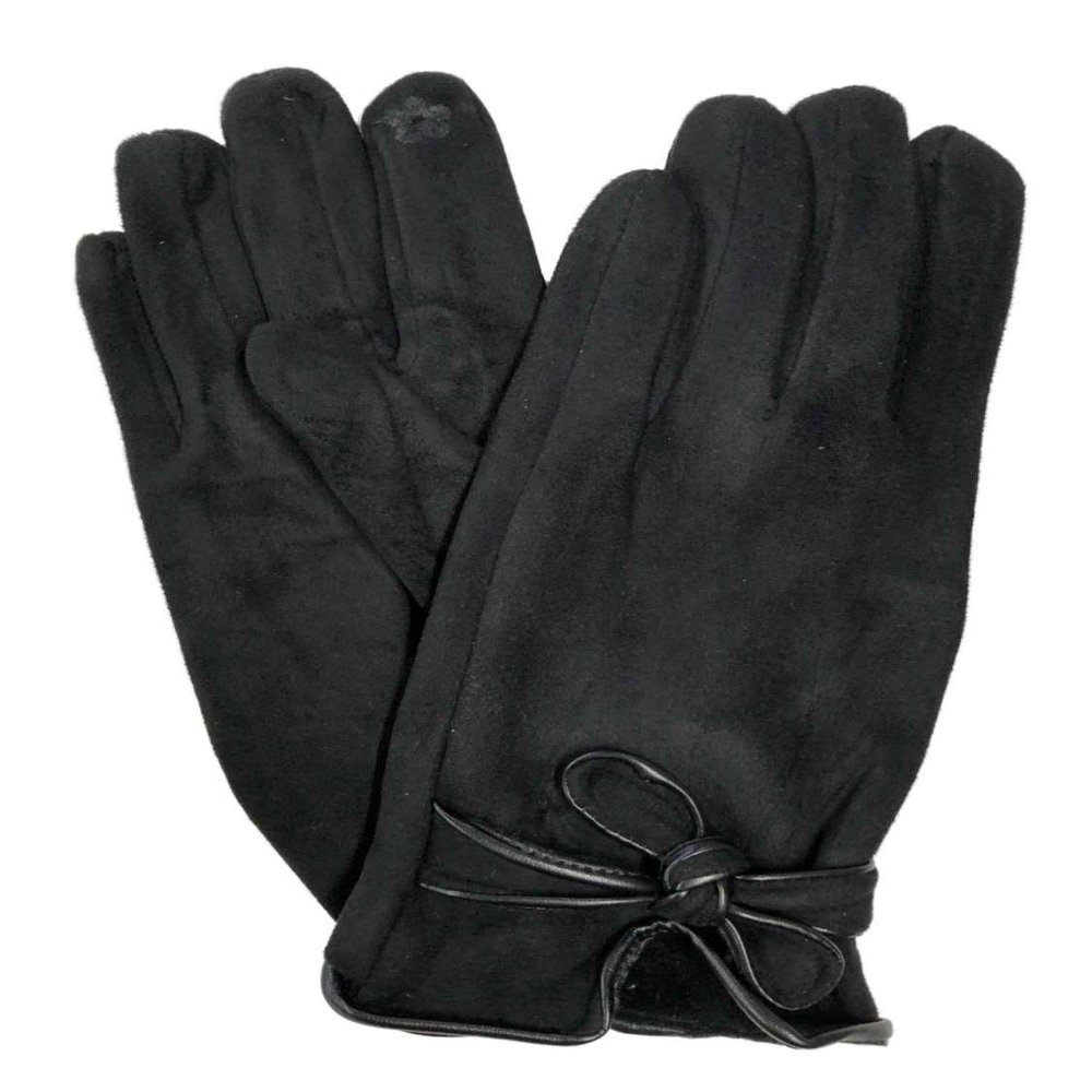 BARRINGTON Womens Soft Black Bow Stretch Fit Texting & Tech Touchscreen Driving Gloves