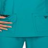 KOI Basics Katie Women's 4-Pocket Mock-Wrap Scrub Top Teal XX-Small view 3